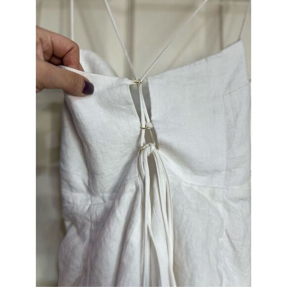 Rumer Dress Womens Small White Bronte Mini Sleeveless Ruched Cutout Lace Up NWT - Picture 4 of 12